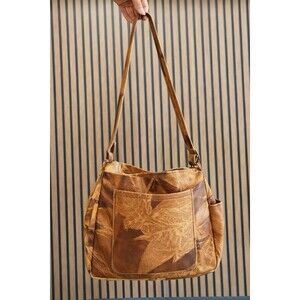 Vintage Boho Patchwork Leather Shoulder Bag Brown Slouchy Tassel Purse Hobo